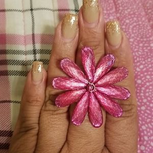 Statement Ring- Hot Pink Flower